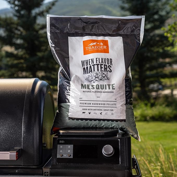 Traeger Grills Mesquite 100% All-Natural Wood Pellets for Smokers and Pellet Grills, BBQ, Bake, Roast, 18 lb. Bag (Pack of 3)