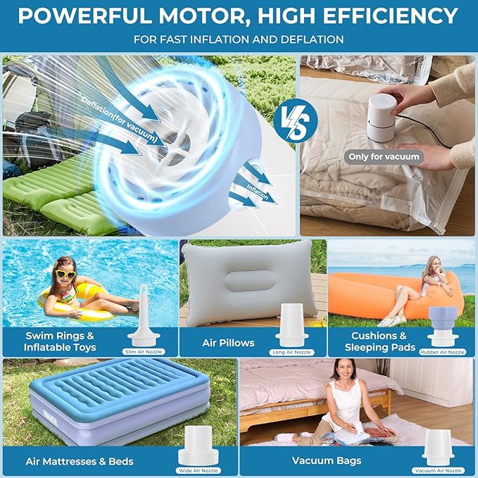 Vacuum Bags for Travel with Portable Electric Pump, 16 Pack Vacuum Seal Bags for Luggage and Suitcase Compression, Space Saver Vacuum Storage Bags for Clothes and Clothing Travel
