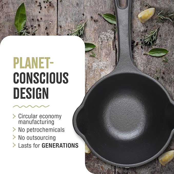 Victoria 0.5-Quart Cast Iron Saucepan, Small Cast Iron Melting Pot Seasoned with Flaxseed Oil, Made in Colombia, Black