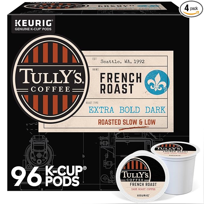 Tully's Coffee French Roast, Keurig Single-Serve K-Cup Pods, Dark Roast, 96 Count