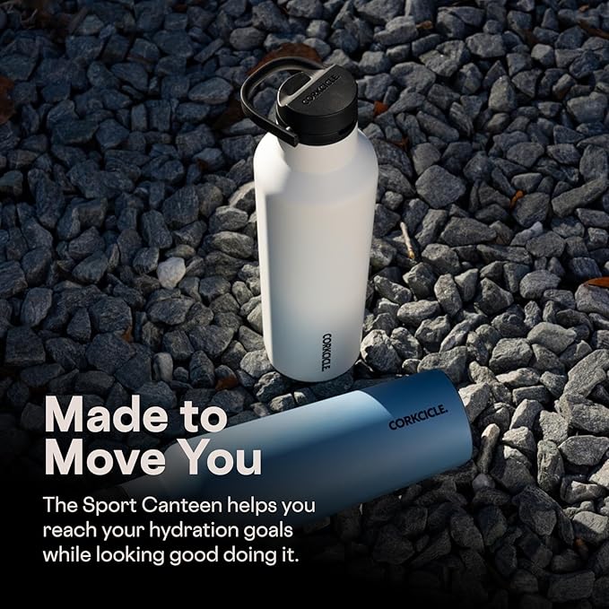 Corkcicle Sport Canteen - Keeps Drinks Cold 25 Hours - Stainless Steel Water Bottle - Triple-Insulated - Spill-Proof - Summer Drinkware Gift - Keeps Drinks Ice Cold - 20 oz - Multi-Color