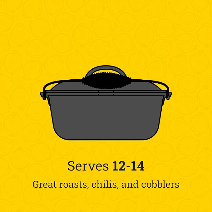 Lodge 9 Quart Pre-Seasoned Cast Iron Dutch Oven with Lid - Wire Bail Handle for Easy Transfer from Cooking Surface to Table - Use in the Oven, on the Stove, on the Grill or over the Campfire - Black