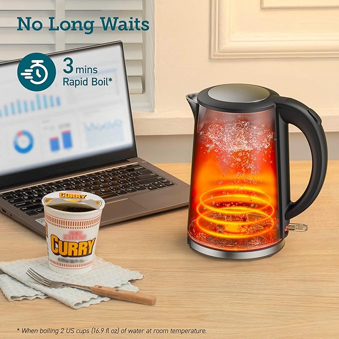 COSORI Electric Kettle, No Plastic Inner Lid, Filter and Spout, Double Wall Stainless Steel Keep Warm, Automatic Shut Off & Boil-Dry Protection, Durable Tea Kettle Boiler & Heater, 1.5L/1500W, Silver