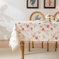 Rectangle Tablecloth Pastoral Style, Waterproof & Stain Resistant Table Cloth Wrinkle Free Table Cover for Dining/Kitchen/Patio, Washable Indoor & Outdoor Use, 55"X120" Red