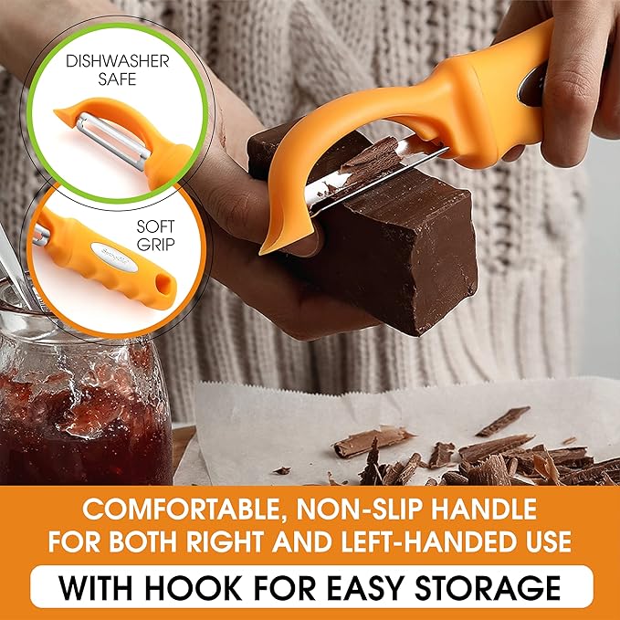 Spring Chef Premium Swivel Vegetable Peeler, Soft Grip Handle and Ultra Sharp Stainless Steel Blades - Perfect Kitchen Peeler For Veggie, Fruit, Potato, Carrot, Apple - Mango