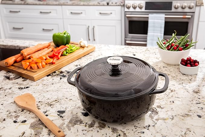 Lodge Manufacturing Company EC6D18 Enameled Dutch Oven, 6 qt, Midnight Chrome