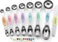 Spring Chef Stainless Steel Magnetic Measuring Spoons Set of 8 with Leveler, Metal Teaspoon & Tablespoon Measuring Spoons for Dry and Liquid Ingredients, Kitchen Gadgets for Baking & Cooking - Pastel