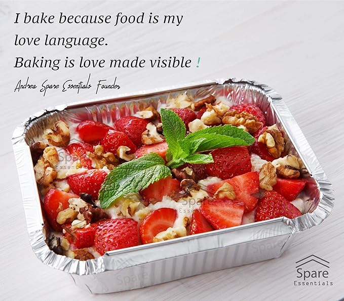 Spare Essentials 55 Pack - Small Foil Pans with Lids - To Go Food Containers with Lids 1lb Mini Aluminum Pans Freezer Safe Foil Take out Trays Heat proof Aluminum Meal Prep Containers 5.5x4.5x1.9 in