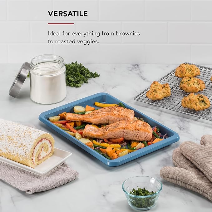 KitchenAid 9x13in Nonstick Aluminized Steel Baking Sheet, Blue Velvet