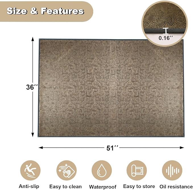 BBQ Grill Mat for Outdoor Grill, 51 x 36 inches Heavy Duty Thickened Under Grill Mats, Oil-Proof Waterproof Floor Protector for Deck and Patio