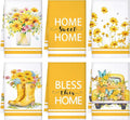 Boyiee Set of 6 Yellow Flower Kitchen Towels Decorative Floral Tea Towels Absorbent Home Dish Towels 24 x 16 Inch Truck Reusable Hand Towel Housewarming Gift for Farmhouse Kitchen Bathroom Decoration