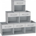 DIMJ Cube Bins, 12.2-Inch Storage Bins Cubes with Window, 6 Packs Collapsible Storage Bins with Handles, Closet Storage Baskets for Organizing Living Room, Office, Blended