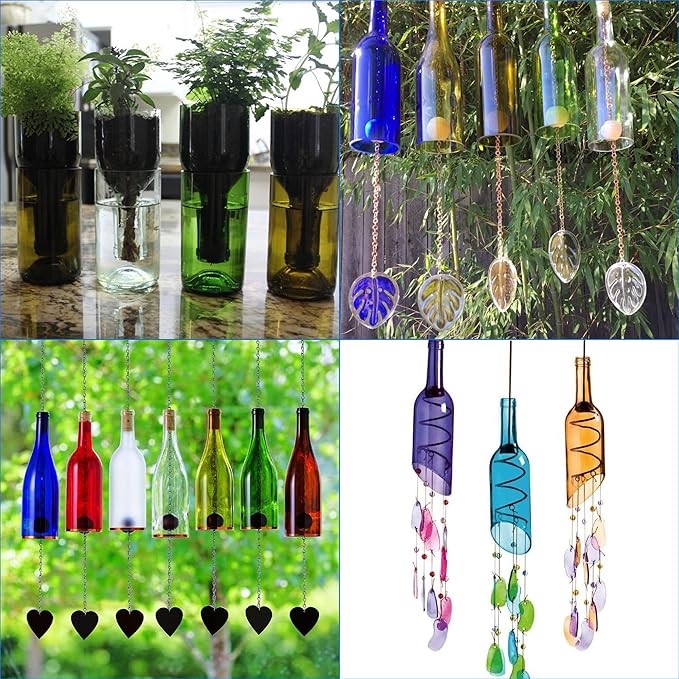 Smasener Wine Bottle Cutter,Glass Bottle Cutter Set, Wine Bottle Cutter Tools, Curved Glass Cutting Tool for Round and Square Bottles, [Stainless Steel 420]Bottle DIY Craft Kit
