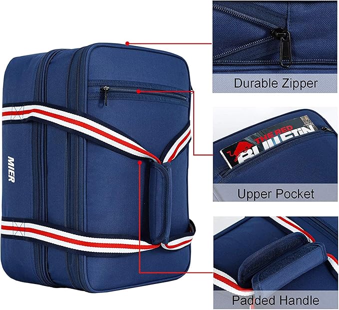 MIER Insulated Double Casserole Carrier Thermal Lunch Tote for Potluck Parties, Picnic, Beach, Fits 9 x 13 Inches Casserole Dish, Expandable by Mid Zipper, Navy