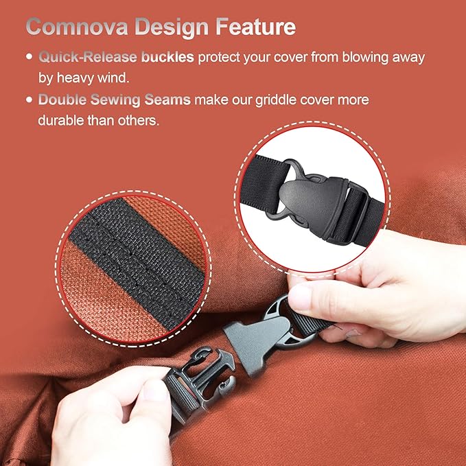 Comnova Griddle Cover for Blackstone Griddle Without Hood 36 Inch - 600D Flat Top Grill Cover for Blackstone 4 Burner Grill, 36" Griddles Cover for Black Stone and FTG600 (with Pole)