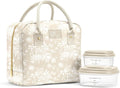 Fit & Fresh Bloomington Lunch Bag for Women - Insulated Large Lunch Box for Work with Containers, Leak-Resistant, Stain-Resistant, Zipper Closure, Tan Toile