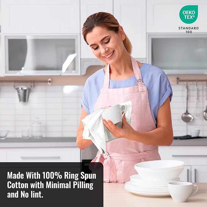 ROYALE LINENS Flour Sack Dish Towels - Kitchen Towel - Super Absorbent Flour Sack -100% Ring Spun Cotton -Tea Towels - for Embroidery, Cloth Diapers, Cheese Strainers (White - 33" X 38" Pack of 6)