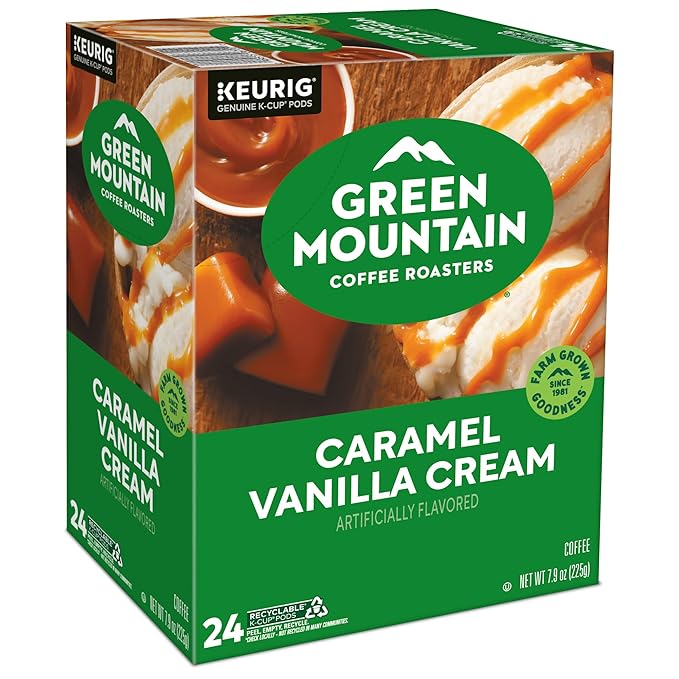 Green Mountain Coffee Roasters Caramel Vanilla Cream Coffee, Keurig Single-Serve K-Cup pods, Light Roast, 96 Count