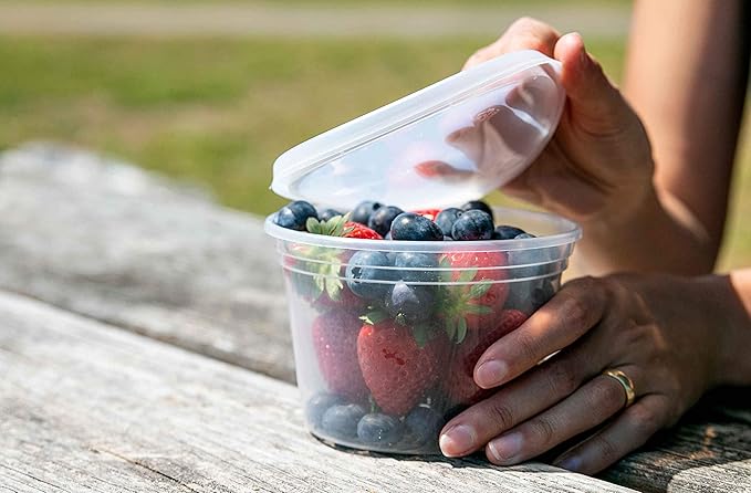 16oz Deli Food Storage Containers with Airtight Lids - 300 Sets (6 packs 50 Set), Leakproof, Reusable, Stackable, Microwave, Dishwasher & Freezer Safe, Ideal for Meal Prep, Soup, Portion Control