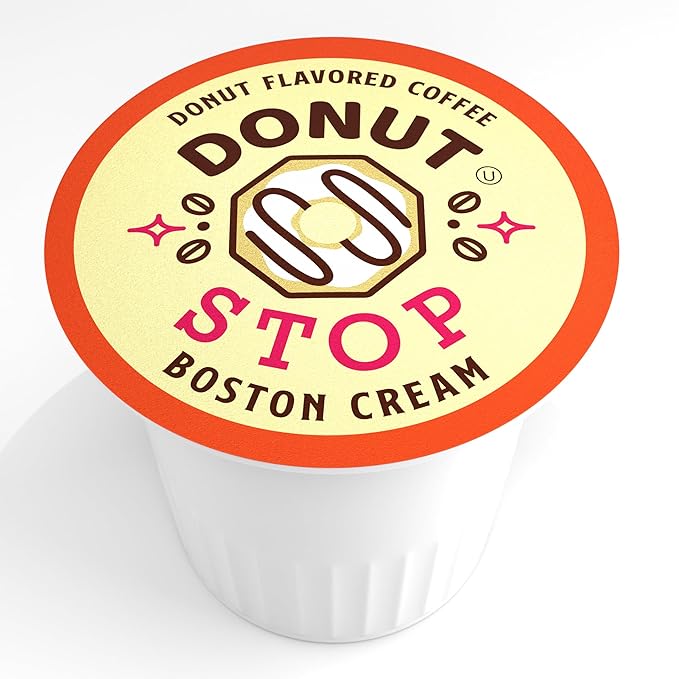Donut Stop Flavored Pods Compatible with 2.0 K Cup Brewers Flavor, Boston Cream Flavor, 40 Count