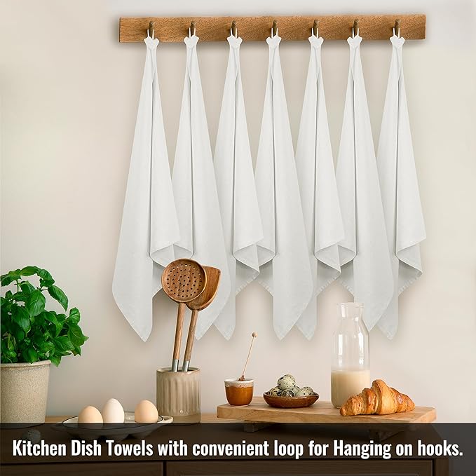 ROYALE LINENS Flour Sack Dish Towels - Kitchen Towel - Super Absorbent Flour Sack -100% Ring Spun Cotton -Tea Towels - for Embroidery, Cloth Diapers, Cheese Strainers (White - 33" X 38" Pack of 6)