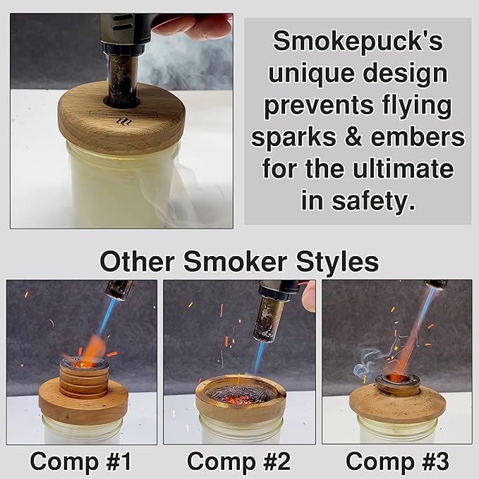 Cocktail Smoker Kit - Made in USA - Lifetime Warrenty - Apple+Cherry+Walnut Wood Chips - Create Smoked Old Fashioned - Great Bourbon Gift - Includes Premium Torch & NEW Gift Box. (No Butane)