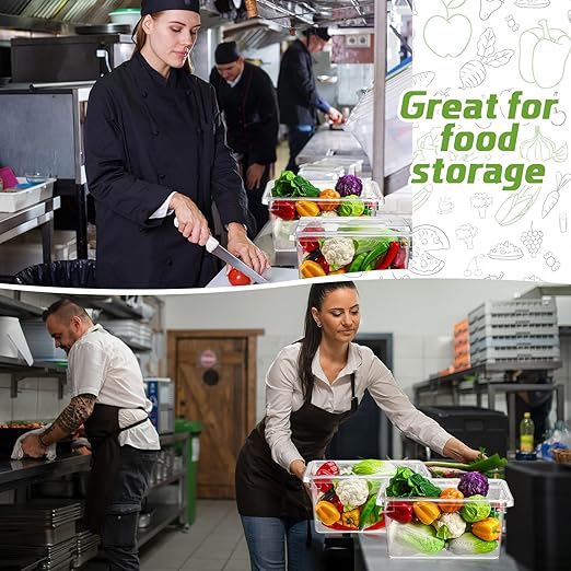 2 Pack 5 Gallon Polycarbonate Food Storage Box 18 x 12 Inch Commercial Food Storage Container Clear Vegetable Fruit Food Safe Storage Tote for Kitchen Restaurant Cafeteria