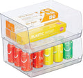 mDesign Extra Wide Stackable Plastic Food Storage Organizer Bin Basket with Open Front for Household Kitchen Cabinets, Pantry, Offices, Closets, Bedrooms, Bathrooms - 15.2" Wide, 2 Pack - Clear