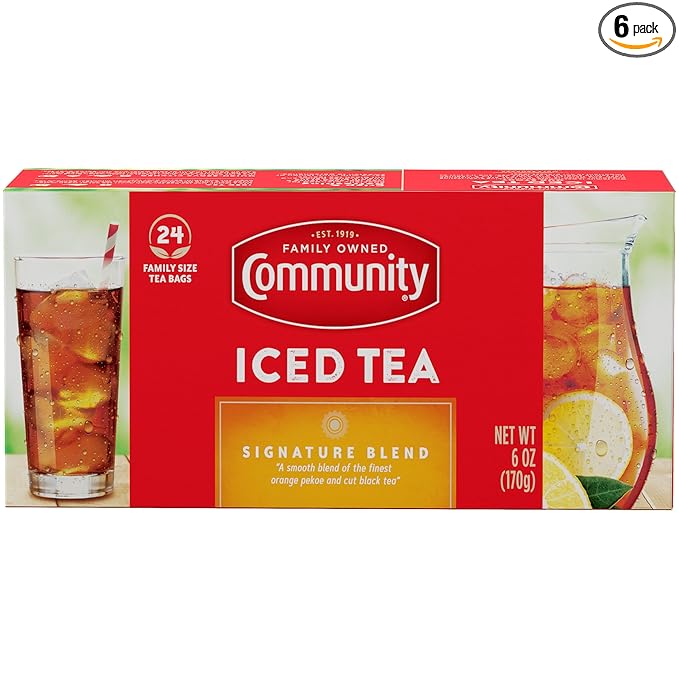 Community Coffee Signature Iced Tea, 144 Family Size Tea Bags, 24 Count Box (Pack of 6)