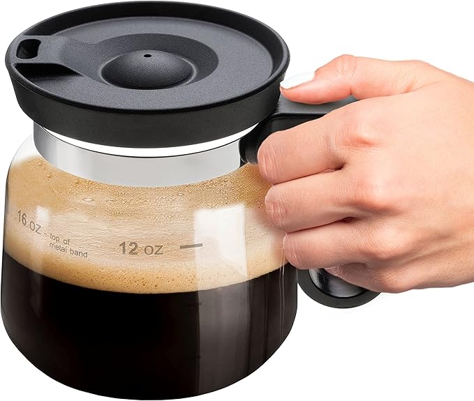 16 oz Coffee Pot Shaped Mug, Funny Drink Cup for Coffee Lovers. Cute Novelty Flat Bottom Carafe With Handle. Gifts For Co-workers, Friends, Birthdays - Unique Beverage Mugs for Men and Women