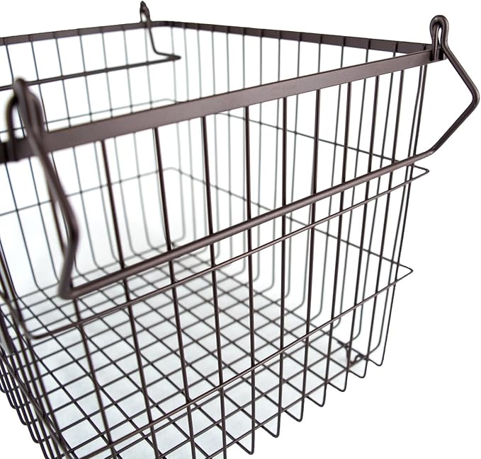 DII Metal Wire Mesh Stackable Utility Storage Bin, Large Rectangle, 13x10x11", Bronze