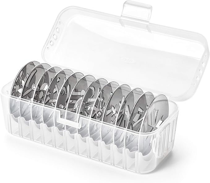 OXO Good Grips 14-Piece Cookie Press Set, Cookie Press with 12 Stainless Steel Disks and Storage Case, Holiday Baking and Everyday Treats, Essential Baking Supplies