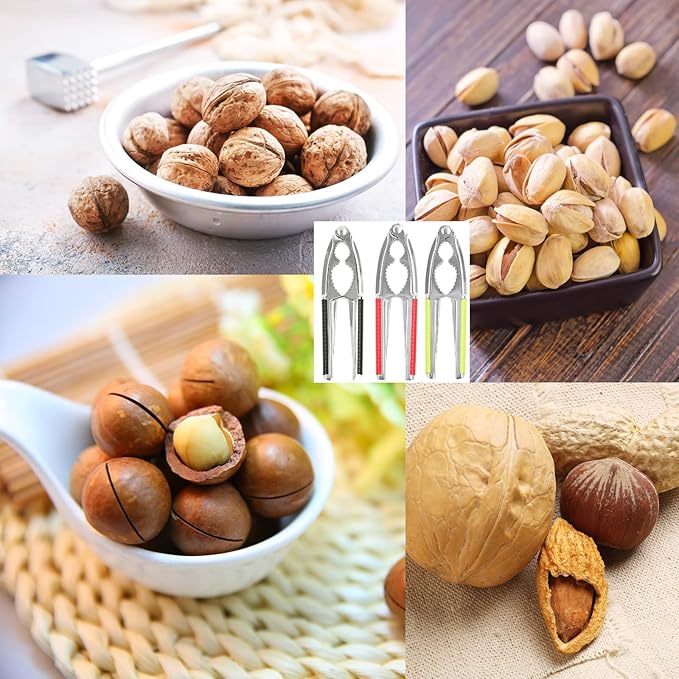 8 Pieces Nut Crackers Heavy Duty Walnut Cracker with Non-Slip Handle Walnut Cracker for All Nuts with Forks Nutcracker Pecan Walnut Plier Clip Tool