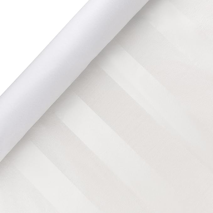 Luxury Table Protector Pad, 2 in 1 Table pad + Great Looking Tablecloth - Heat Resistant, Spill & Stain Proof - Flannel Backing (54x144, White - Silk Stripe)