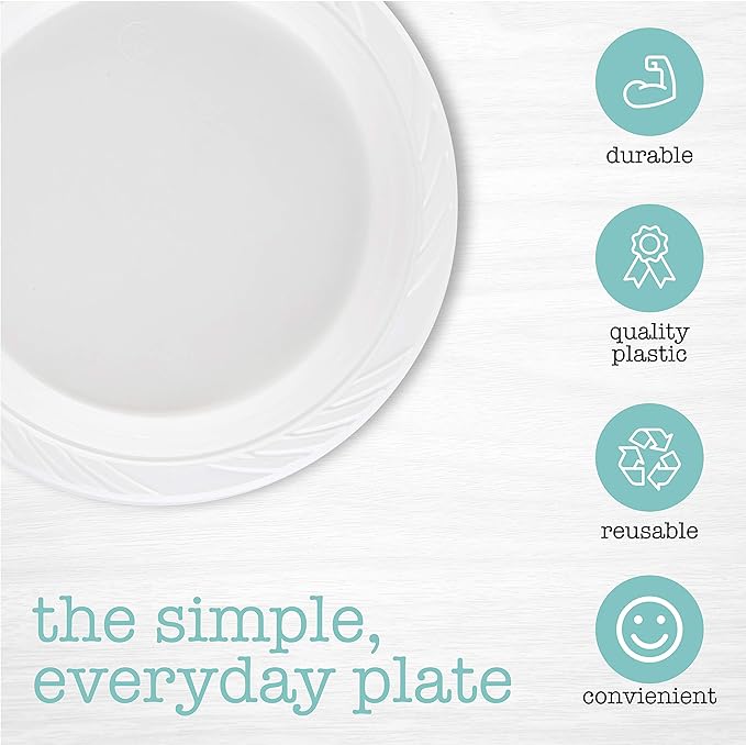 PLASTICPRO 200 Count Disposable 7 Inch White Plastic Plates