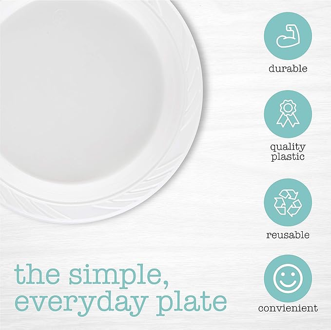 PLASTICPRO 100 Count Disposable 7 Inch White Plastic Plates
