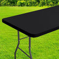 homing Rectangle Table Cloth Cover, Waterproof Polyester Elastic Fitted Tablecloth, Fits for 4 Foot Folding Tables, Washable Table Protector for Picnic, Camping, Outdoor (Black, 30" x 48")