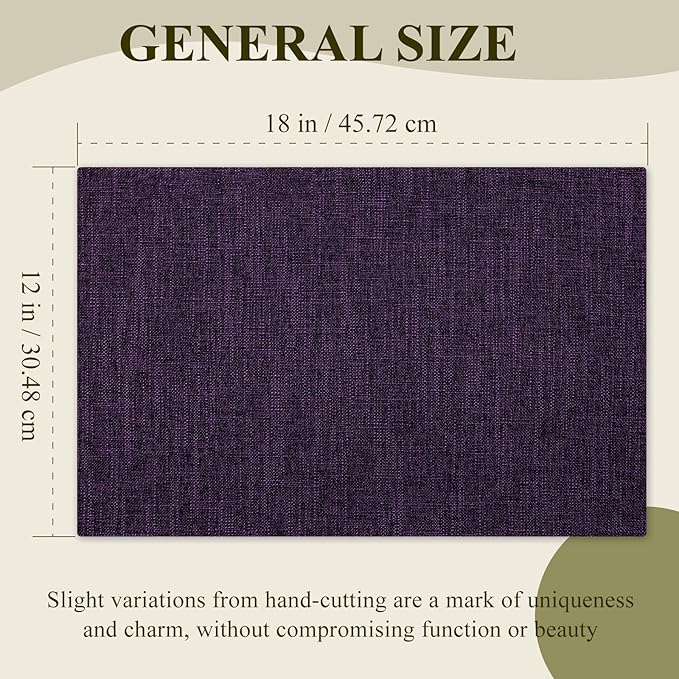 KXN Placemats Set of 8, Dual-Layer Thickened Faux Linen Table Mats, Heat Resistant & Wrinkle-Free, Machine Washable Cloth Place Mats for Kitchen Dining Indoor Outdoor (Purple)