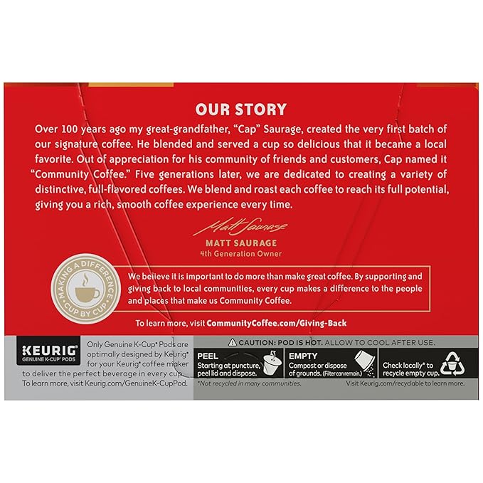 Community Coffee Golden Caramel Flavored 72 Count Coffee Pods, Medium Roast, Compatible with Keurig 2.0 K-Cup Brewers, 12 Count (Pack of 6)