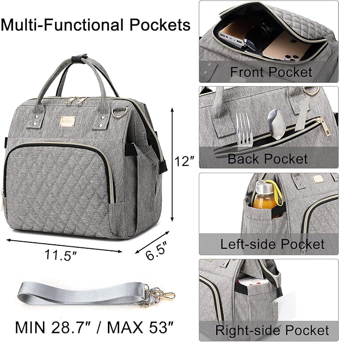 Weitars Lunch Bag for Women Cute Lunch Bag For Work,Insulated LunchBox Lunch Purse Leakproof Wide-Open Lonchera Lunchbag Lunch Tote With Pockets And Adjustable Strap For Office Picnic Beach
