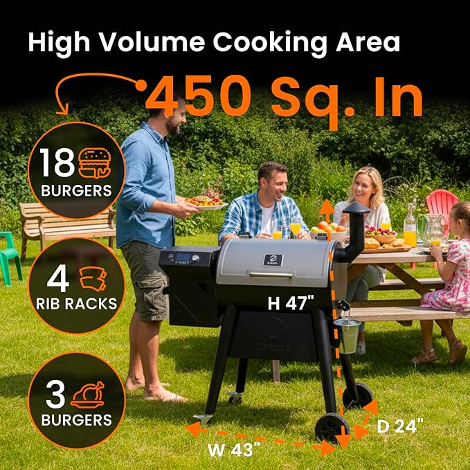 Z GRILLS Electric Wood Pellet Grill Smoker with PID 3.0 Controller, 450°F Max Temperature, 8-in-1 Outdoor Grill & Smoker, 459 Square Inches Cook Area, Meat Probes, Rain Cover (450E PRO)