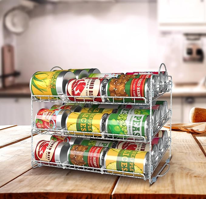 Utopia Kitchen Can Organizer - Stackable Storage Rack Holds up to 36 Cans for Kitchen Cabinet or Pantry (Antique Silver)