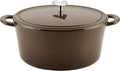 Ayesha Curry Cast Iron Enamel Casserole Dish/ Casserole Pan / Dutch Oven with Lid - 6 Quart, Brown Sugar