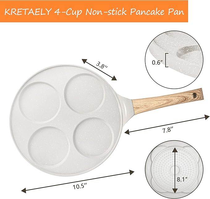 pancake pan Suitable for All Cooktops 4 Cups Pancake Maker Nonstick Pancake Griddle With PFOA Free Coating 10.5 Inch Mini Pancake Pan