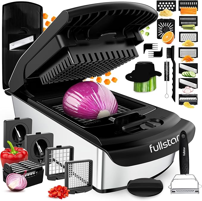 Fullstar The Original Pro Chopper - Vegetable Chopper and Spiralizer, Food Chopper with Container, Fruit Slicer, Kitchen Gadgets & Gifts, Home Essentials (14 in 1, Silver)
