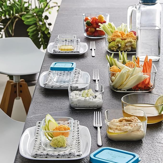 Bormioli Rocco Frigoverre Square Glass Food-Storage Containers with Lids, Set of 3