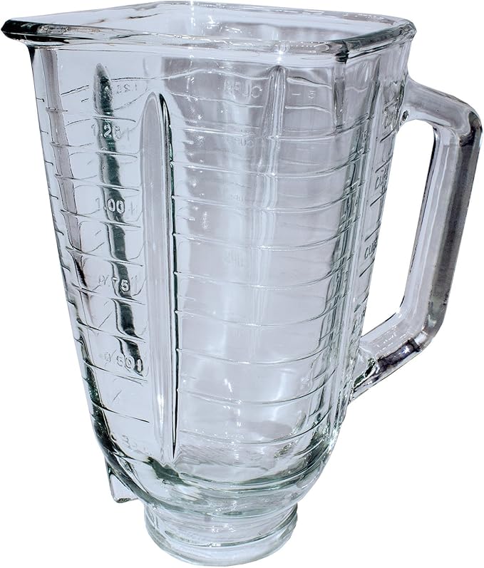 Blendin 5 Cups/40 Ounce Square Glass Jar Assembly With Blade, Gasket, Base, Lid. Compatible with Oster Blenders