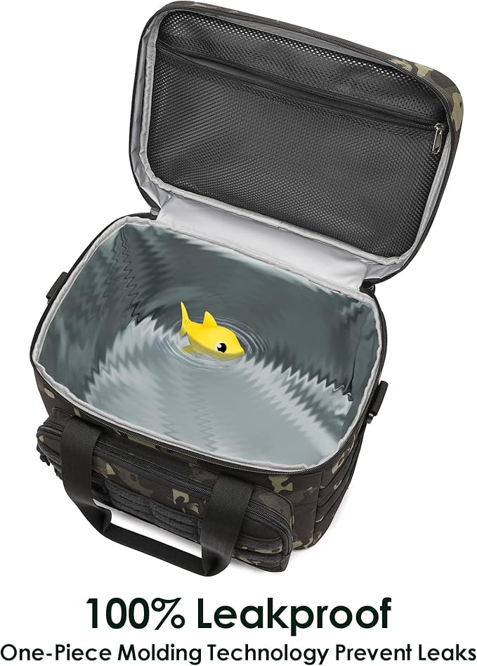 TACTICISM Tactical Lunch Box for Men, 30 Cans Leakproof Lunchbox, Insulated Lunch Bag, Portable Soft Cooler with Detachable Molle Pouch, Black Camo