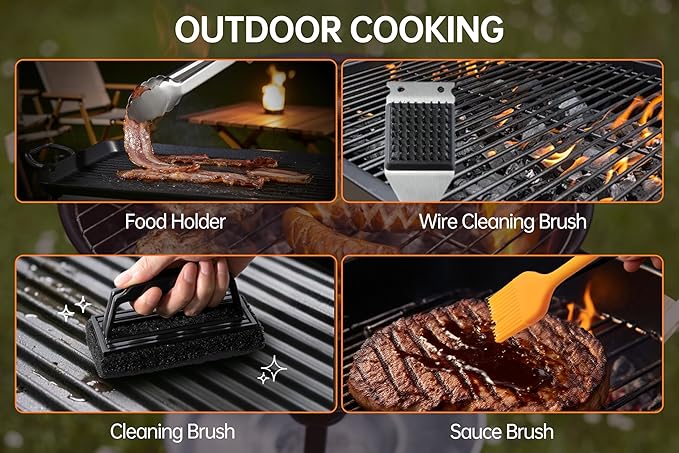 36PCS Grilling Accessories, Griddle Accessories Kit with BBQ Blanket, Flat Top Grill Tools for Blackstone & Camp Chef, Grill Spatula Set with Enlarged Spatulas, Basting Cover, Scraper