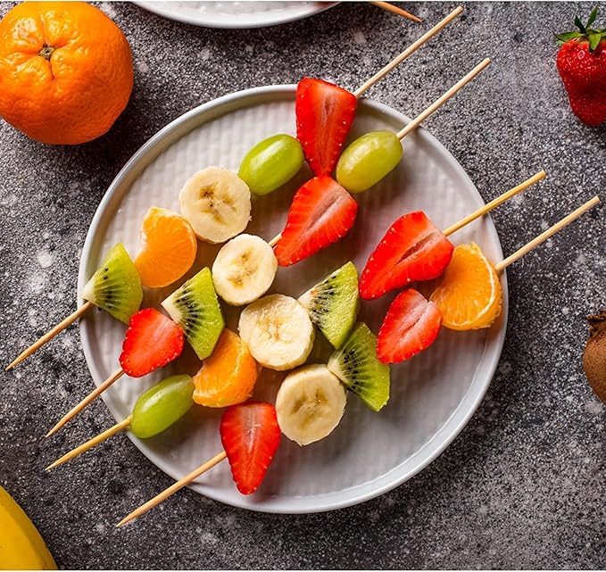 200PCS Bamboo Skewers 10 inch, Φ=4mm Wooden Skewers for Kabobs, Kabob Sticks, Fruit, BBQ, Grilling,Chocolate Fountain, Yakitori Chicken